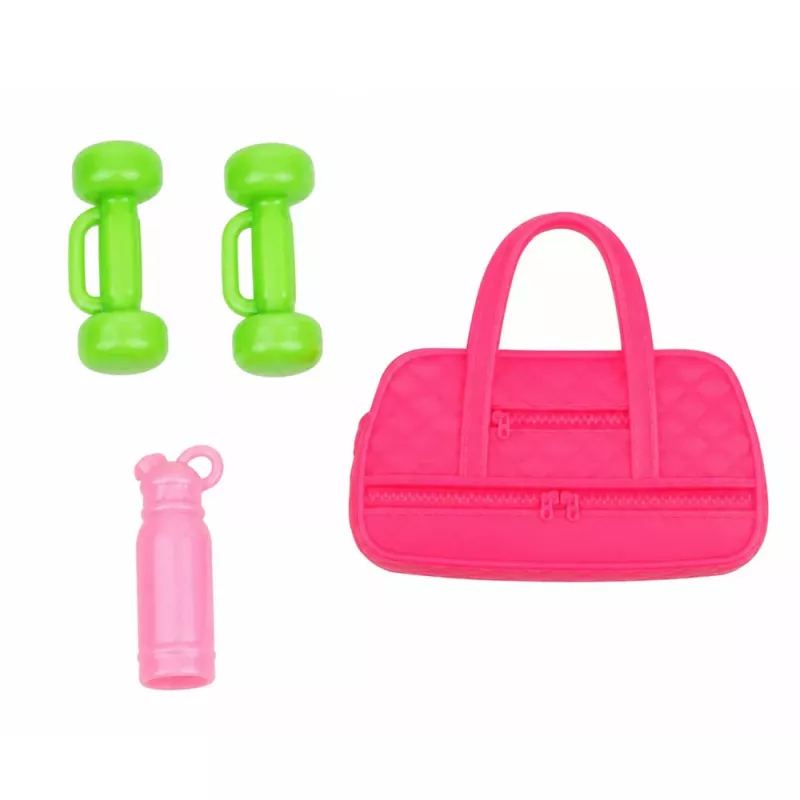 LEAN TOYS Lalka Anlily w Stroju Sportowym z Hantlami, Butelką Wody, Torbą, Zestaw Akcesoriów