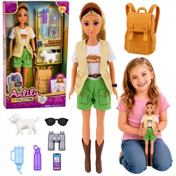 LEAN TOYS Anlily Traveler Doll with Dog Backpack Accessories Set