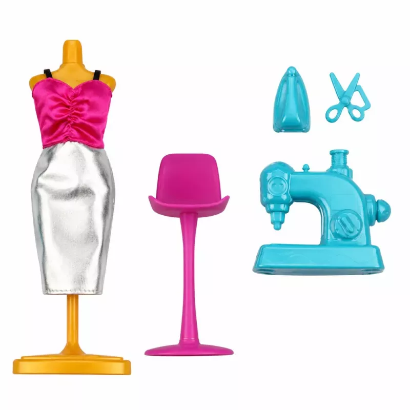 LEAN TOYS Anlily Zestaw Krawcowej z Lalką Manekinem i Maszyną do Szycia