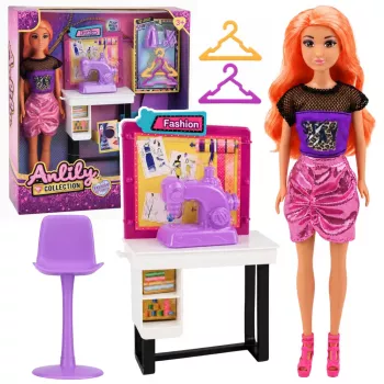 LEAN TOYS Anlily Lalka Krawcowa Projektantka Mody Maszyna do Szycia Meble Akcesoria