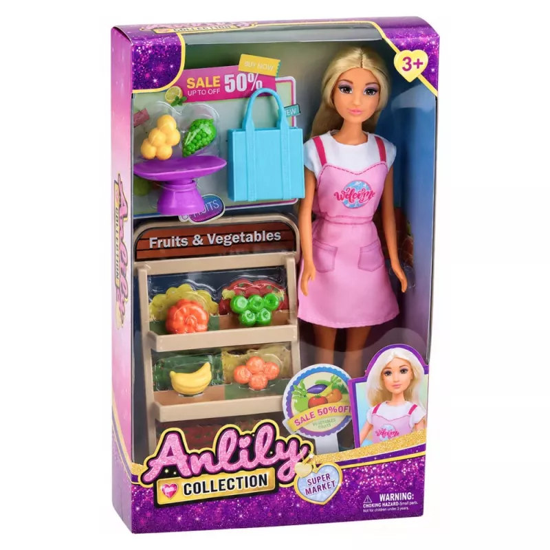 LEAN TOYS Anlily Doll Zestaw Akcesoriów Sprzedawcy Warzyw i Owoców