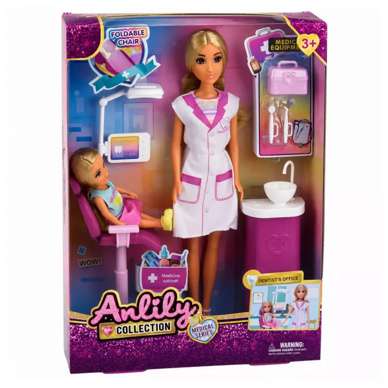 LEAN TOYS Anlily Dentystyczny Zestaw Akcesoriów z Fotelem Dentystycznym dla Lalki