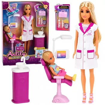 LEAN TOYS Anlily Dentystyczny Zestaw Akcesoriów z Fotelem Dentystycznym dla Lalki