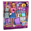 LALKA PODRÓŻNICZKA ANLILY Z WALIZKĄ, PODUSZKĄ PODRÓŻNĄ I AKCESORIAMI LAPTOP LEAN TOYS