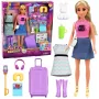 LALKA PODRÓŻNICZKA ANLILY Z WALIZKĄ, PODUSZKĄ PODRÓŻNĄ I AKCESORIAMI LAPTOP LEAN TOYS