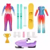 LEAN TOYS Anlily Doll Zestaw Sportów Zimowych Narty Skuter Śnieżny Snowboard Ubrania