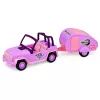 LEAN TOYS Off-Road Vehicle with Camper Sounds Pink Travel Set