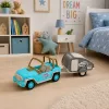 LEAN TOYS Pojazd terenowy z przyczepą kempingową z dźwiękami Niebieski zestaw turystyczny