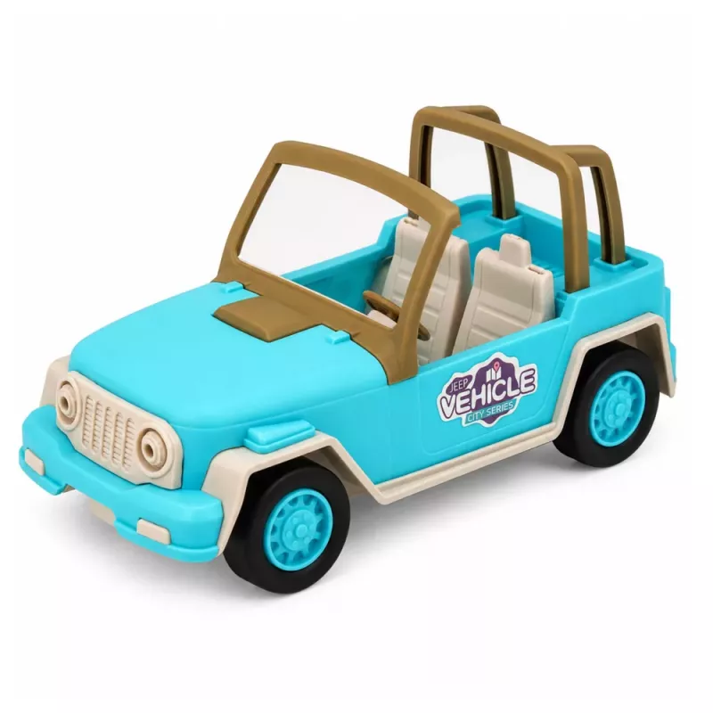 LEAN TOYS Pojazd terenowy z przyczepą kempingową z dźwiękami Niebieski zestaw turystyczny