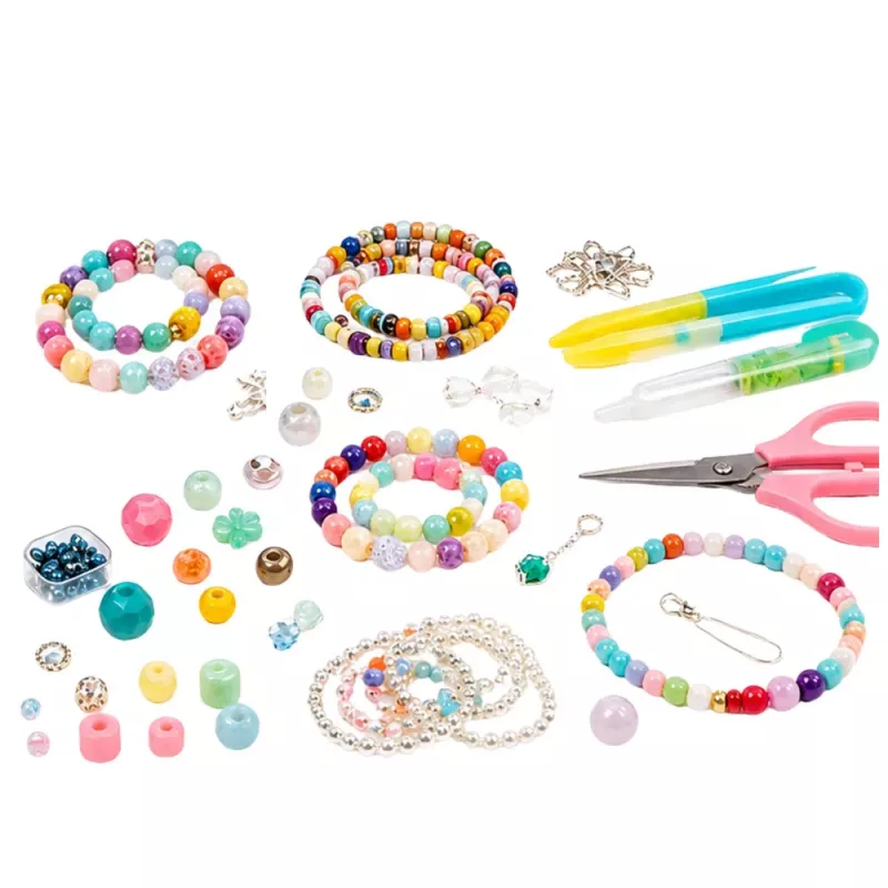 LEAN TOYS Zestaw do tworzenia biżuterii w walizce - 1000 elementów: koraliki, zawieszki, literki