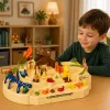 LEAN TOYS Interaktywny Ręczny Tor Arcade z Dinozaurami 8 Wyzwań Pojazdy