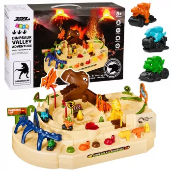 LEAN TOYS Interaktywny Ręczny Tor Arcade z Dinozaurami 8 Wyzwań Pojazdy