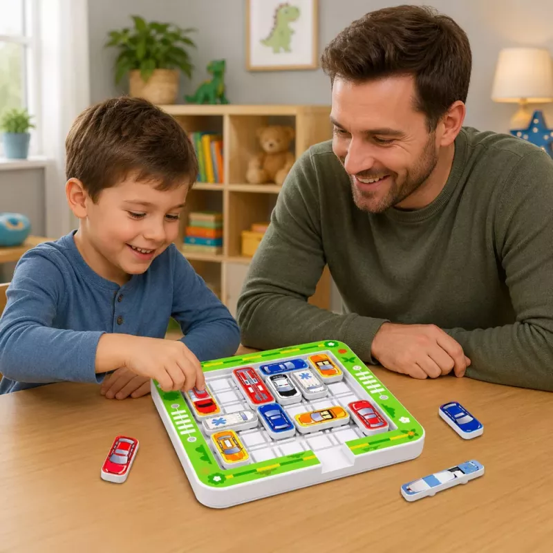 LEAN TOYS Magnetyczna Gra Puzzle Magnetyczne Samochody 15 Pojazdów 60 Kart Plansza