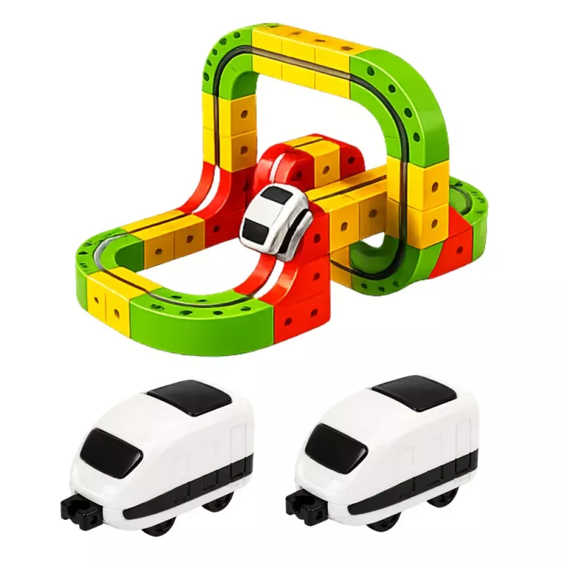 LEAN TOYS Magnetyczny Tor z Elektrycznym Pociągiem 3D Kreatywna Konstrukcja 67 el.