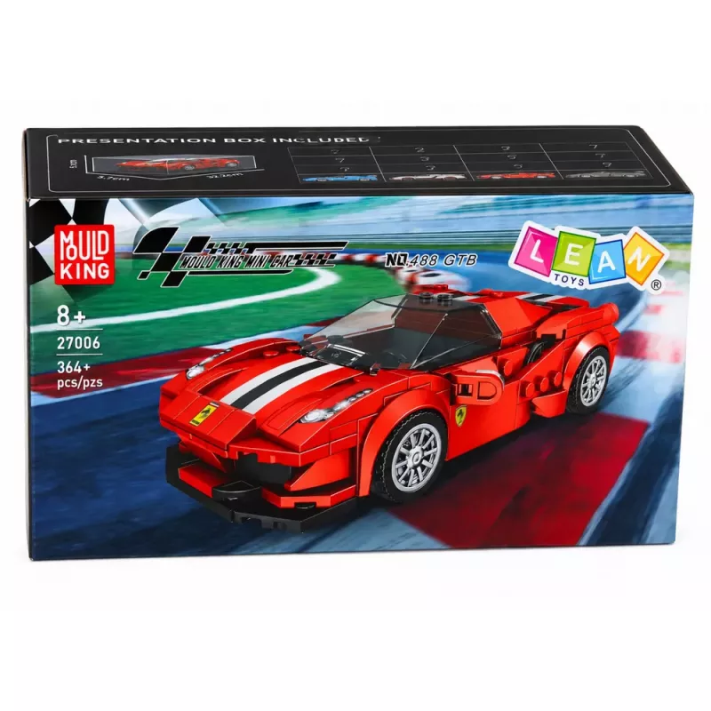 LEAN TOYS Klocki Konstrukcyjne Samochód Sportowy Wyścigowy Gablota Czerwony 364 szt.