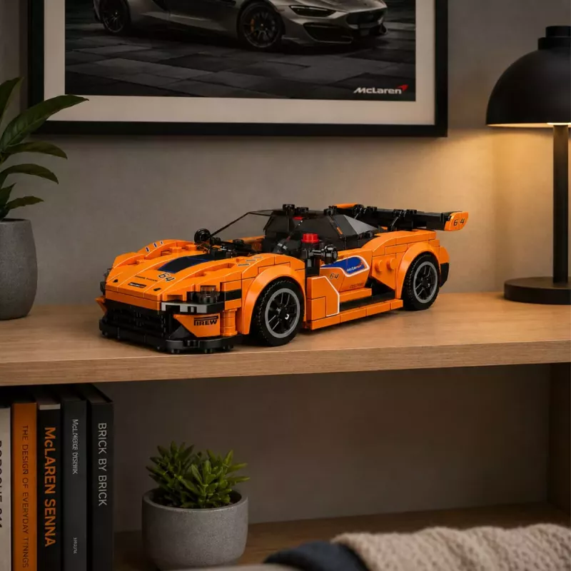 LEAN TOYS Klocki Konstrukcyjne Samochód Sportowy Pomarańczowy z Gablotą 423 szt.