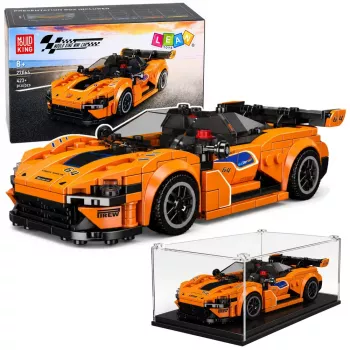 LEAN TOYS Klocki Konstrukcyjne Samochód Sportowy Pomarańczowy z Gablotą 423 szt.