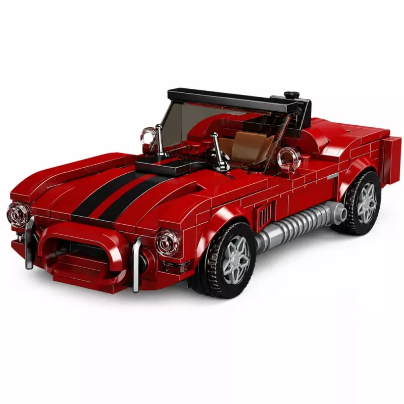 LEAN TOYS Klocki Konstrukcyjne Samochód Klasyczny S.Cobra Czerwony z Gablotą 391 szt.
