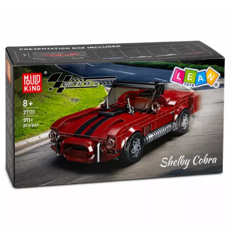 LEAN TOYS Klocki Konstrukcyjne Samochód Klasyczny S.Cobra Czerwony z Gablotą 391 szt.