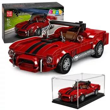LEAN TOYS Klocki Konstrukcyjne Samochód Klasyczny S.Cobra Czerwony z Gablotą 391 szt.