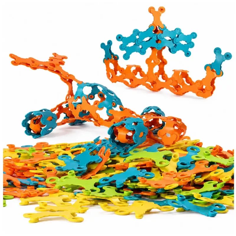 LEAN TOYS Creative Construction Blocks Interconnected Flexible Colorful 138 pcs.