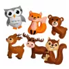LEAN TOYS Zestaw kreatywny do szycia filcowych maskotek leśne zwierzęta 6 szt.