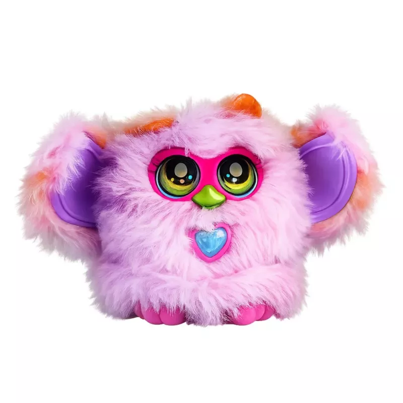 LEAN TOYS Genie Pets Interaktywny Stworek z Dźwiękiem i Światłem, Zawieszka, Fioletowy