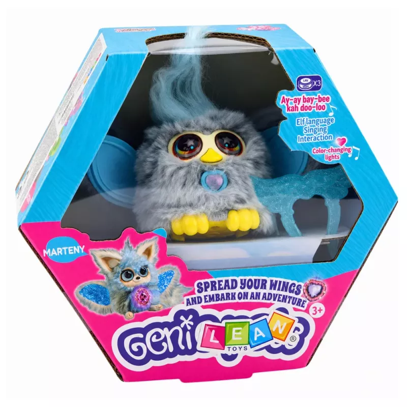LEAN TOYS Genie Pets Interaktywny Stworek Światła i Dźwięki Wisiorek Szary