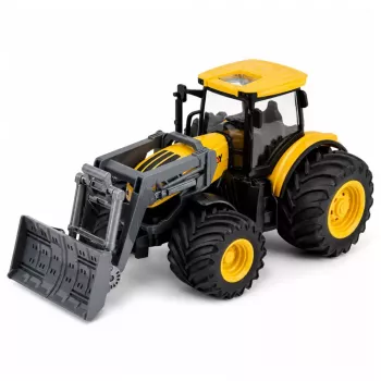 LEAN TOYS Ciągnik rolniczy z spycharką Światła Dźwięki Żółty 1:24