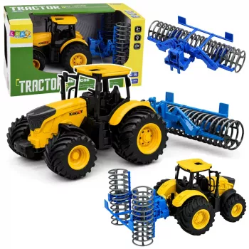LEAN TOYS Ciągnik Rolniczy z Wałem, Światłami i Dźwiękami Żółty 1:24