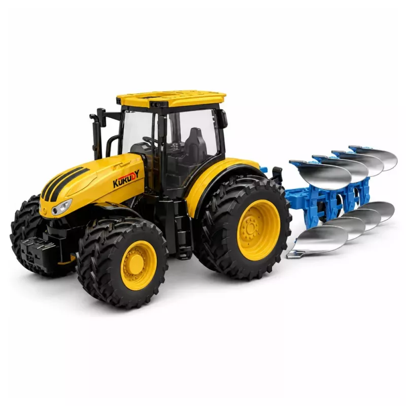 LEAN TOYS Ciągnik Rolniczy z Pługiem Wieloskibowym Światła Dźwięki Żółty 1:24