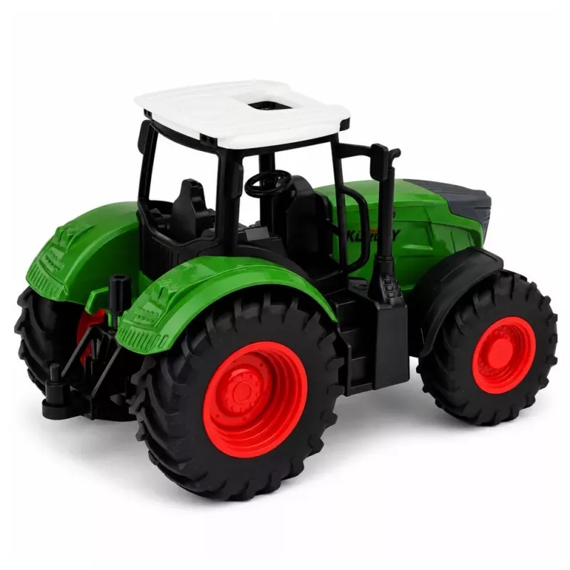 LEAN TOYS Ciągnik rolniczy z przyczepą 1:24 Biały Zielony Gumowe koła