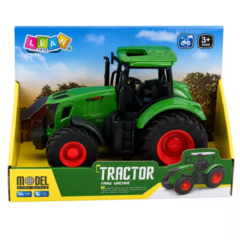 LEAN TOYS Ciągnik Rolniczy z Gumowymi Kołami Zielony 1:24