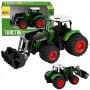 LEAN TOYS Agricultural Farm Tractor With Front Loader Rubber Wheels Green 1:24