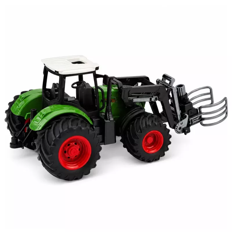 LEAN TOYS Ciągnik Rolniczy z Chwytakiem do Bel Gumowe Koła Zielony 1:24