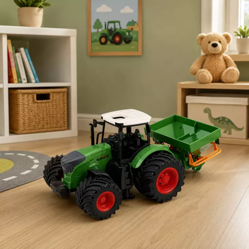 LEAN TOYS Ciągnik Rolniczy z Siewnikiem Gumowe Koła 1:24 Skala Pojazd Zabawkowy