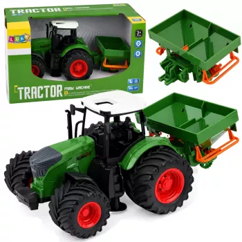 LEAN TOYS Ciągnik Rolniczy z Siewnikiem Gumowe Koła 1:24 Skala Pojazd Zabawkowy