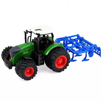 LEAN TOYS Ciągnik rolniczy z kultywatorem i agregatem uprawowym Zielony 1:24