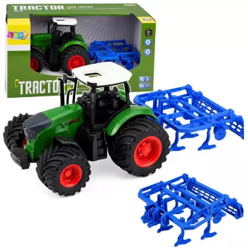 LEAN TOYS Ciągnik rolniczy z kultywatorem i agregatem uprawowym Zielony 1:24