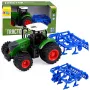 LEAN TOYS Ciągnik rolniczy z kultywatorem i agregatem uprawowym Zielony 1:24