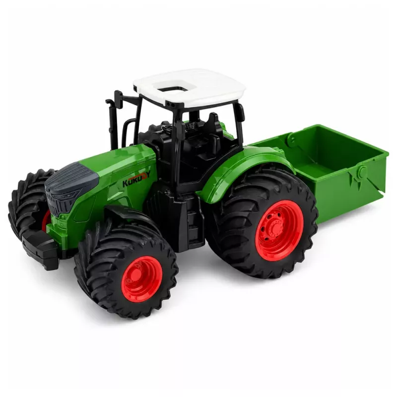 LEAN TOYS Ciągnik Rolniczy z Rozsiewaczem Nawozu Gumowe Koła Zielony 1:24
