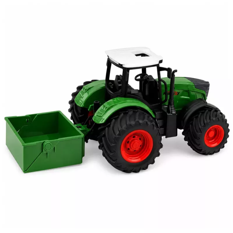 LEAN TOYS Ciągnik Rolniczy z Rozsiewaczem Nawozu Gumowe Koła Zielony 1:24