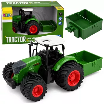 LEAN TOYS Ciągnik Rolniczy z Rozsiewaczem Nawozu Gumowe Koła Zielony 1:24
