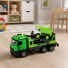 LEAN TOYS Zestaw pojazdów: laweta i śmieciarka z dźwiękami i światłami, zielony