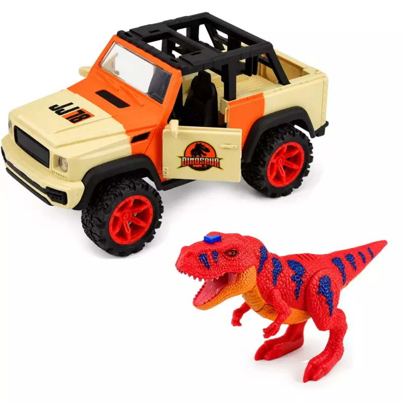 LEAN TOYS Pojazd terenowy z dinozaurem T-Rex, światła, dźwięki, otwierane drzwi