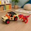 LEAN TOYS Pojazd terenowy z dinozaurem T-Rex, światła, dźwięki, otwierane drzwi