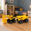 LEAN TOYS Zestaw Pojazdów Budowlanych Koparka Wywrotka Ruchome Światła Dźwięki Żółty