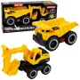 LEAN TOYS Zestaw Pojazdów Budowlanych Koparka Wywrotka Ruchome Światła Dźwięki Żółty