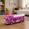 LEAN TOYS Double-Decker City Bus Opening Doors Lights Sounds Pink
