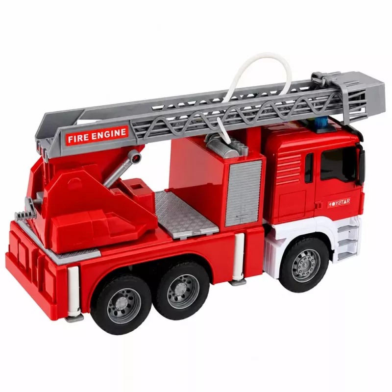 LEAN TOYS Wóz Strażacki z Wysięgnikiem, Funkcją Polewania Wodą, Światłami i Dźwiękami